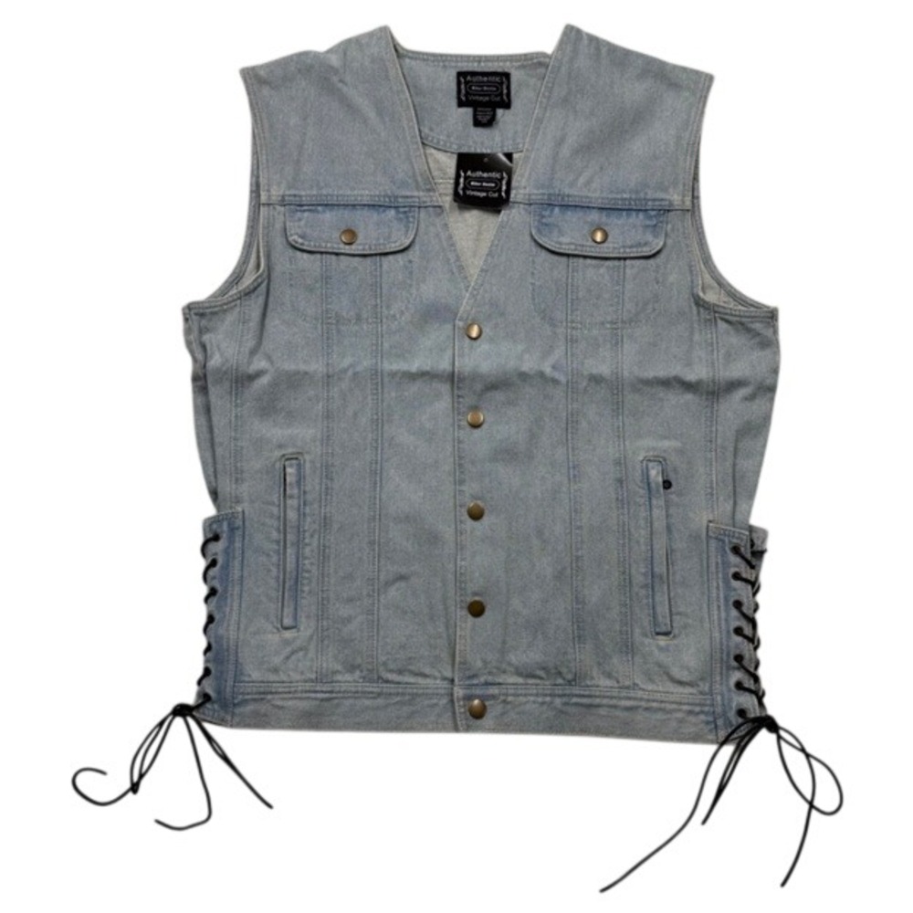 Biker Denim Jean Vest Vintage Cut Mens XXL Biker Grunge Rocker Y2K Motorcycle